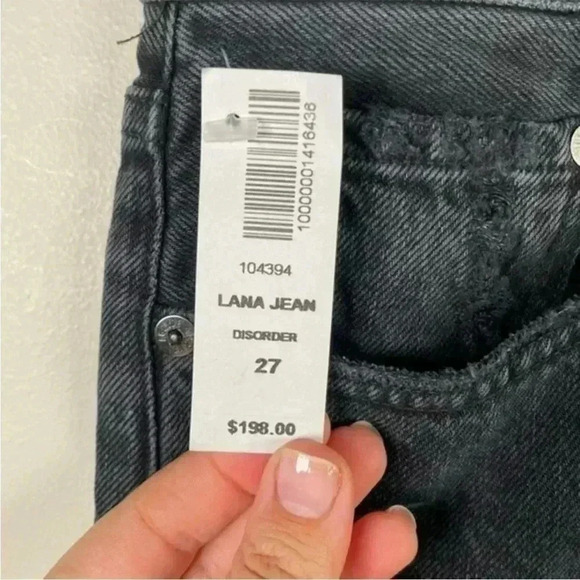 AGOLDE Black Lana Mid Rise Distressed Straight Leg Jean - Picture 10 of 12